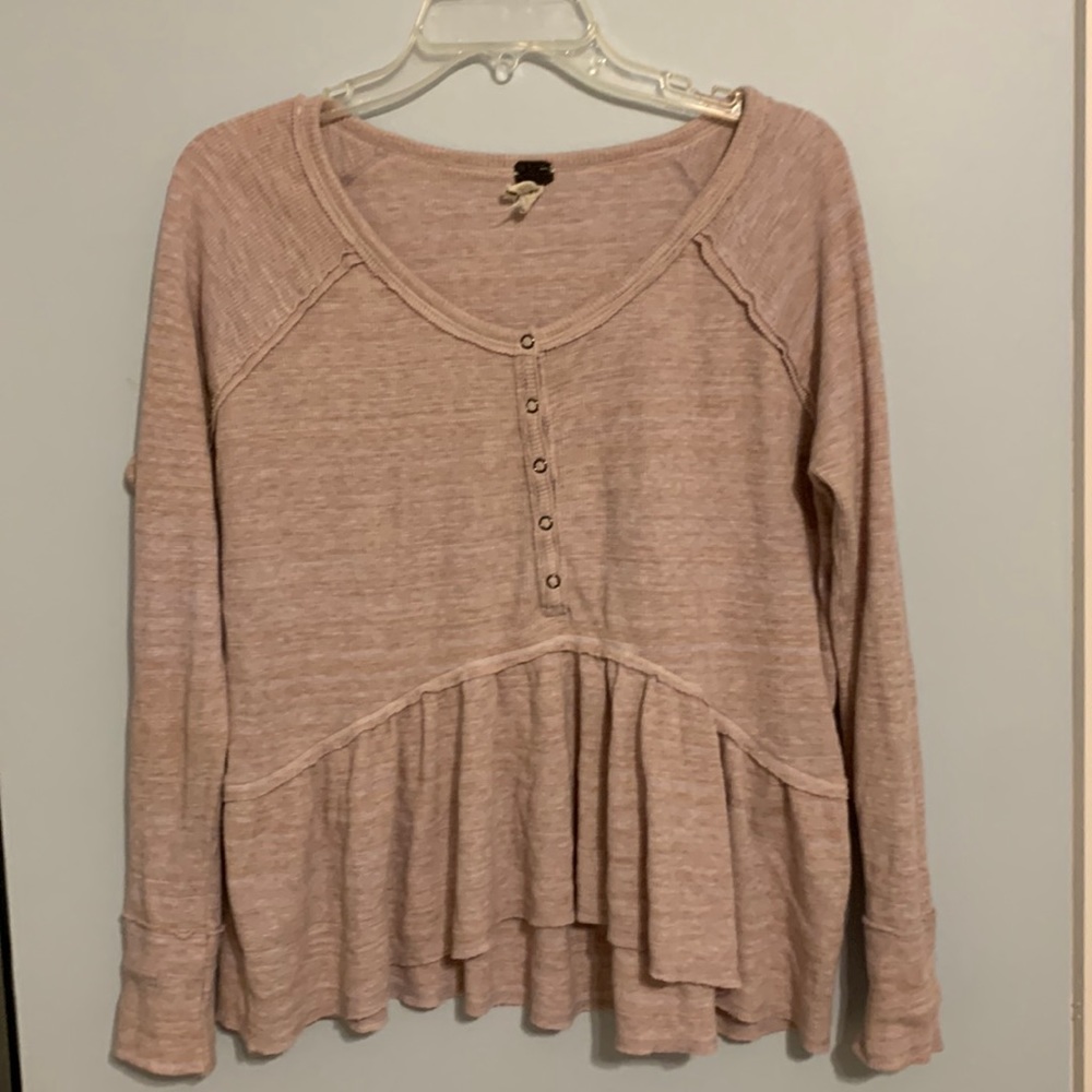 Free People Waffle Knit Top